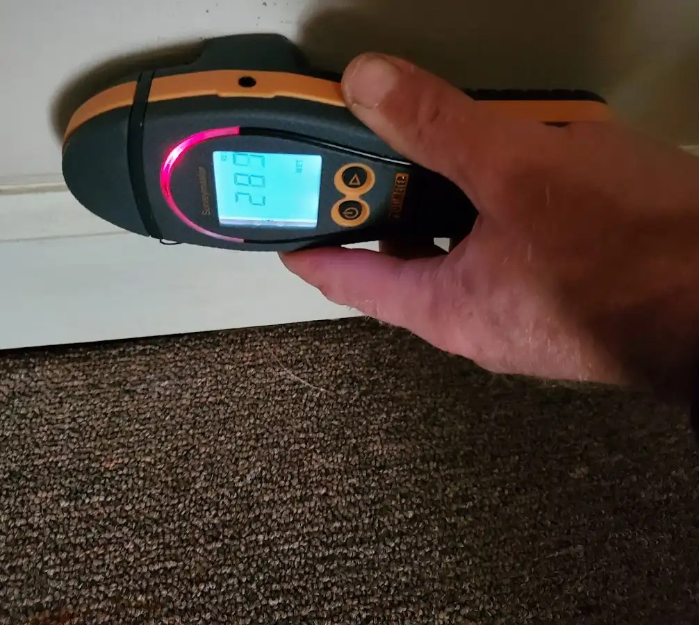 Moisture detection at baseboard during Sewage Cleanup & Sanitation in East Lampeter